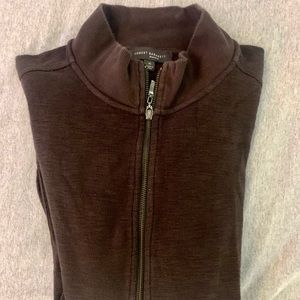 Robert Barraket Montreal full zip sweater.  Color is midnight blue.  Very warm.